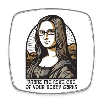 Die nerdige Leseratte Lisa Mona - Viereckiger Kühlschrankmagnet - Weiß - Vorne