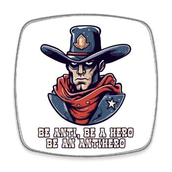 Super Western Cowboy : héros et antihéros - Magnet carré - blanc - Devant