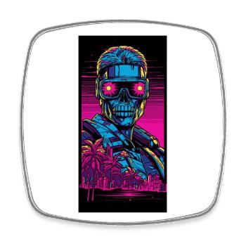 Vaporwave Vice: Cyborg - Viereckiger Kühlschrankmagnet - Weiß - Vorne