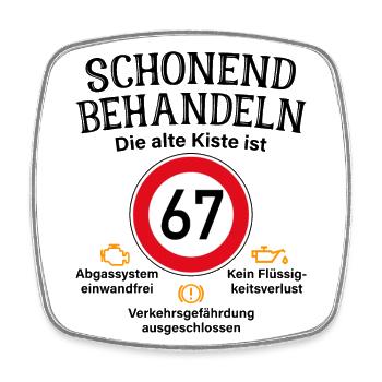 67. Geburtstag Schonend Behandeln 67 Alte Kiste 67 - Viereckiger Kühlschrankmagnet - Weiß - Vorne