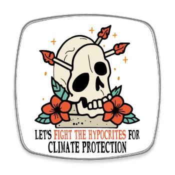 Totenkopf und Rosen für Umweltschutz Klimaschutz - Viereckiger Kühlschrankmagnet - Weiß - Vorne