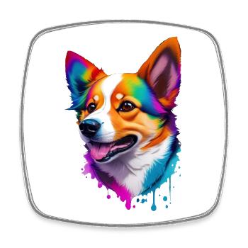 Corgi Colorful Dog Rainbow Dog Breed - Magnet carré - blanc - Devant