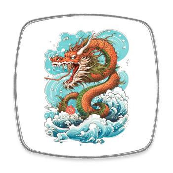 Asiatisch Drache Anime Japanisch Meer Wellen - Viereckiger Kühlschrankmagnet - Weiß - Vorne