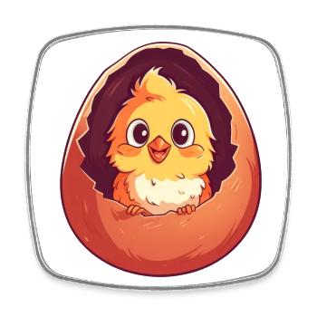 Chick in Egg - Charming Chicken Design - Square fridge magnet - white - Front