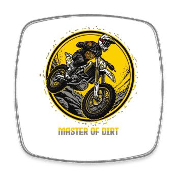 Meister des Dreck beim Motocross - Viereckiger Kühlschrankmagnet - Weiß - Vorne