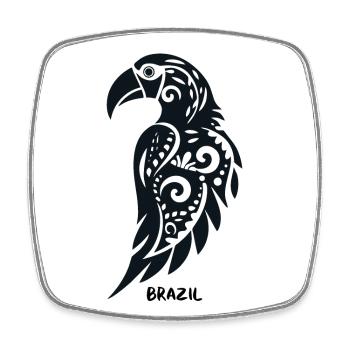 Tribal symbol macaw parrot Brazil - Square fridge magnet - white - Front