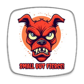 Small but wild angry Pinscher dog - Square fridge magnet - white - Front