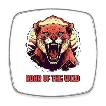 Roar of the wilderness and the wild mountain lion - Square fridge magnet - white - Front