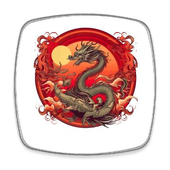 Asiatisch Drache Anime Japanisch Meer Wellen - Viereckiger Kühlschrankmagnet - Weiß - Vorne