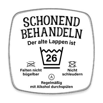 26. Geburtstag Schonend Behandeln Alte Lappen 26 - Viereckiger Kühlschrankmagnet - Weiß - Vorne