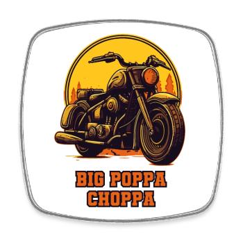Big Papa Chopper Dad – Motorcycle - Square fridge magnet - white - Front