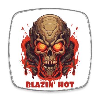 Flaming Hot Fire Skull Skull - Square fridge magnet - white - Front