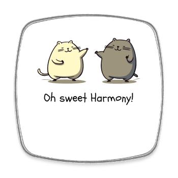 Oh, süße Harmonie – Cartoon-Katzen - Viereckiger Kühlschrankmagnet - Weiß - Vorne
