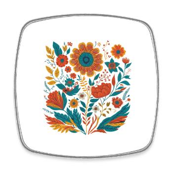 Vintage Blumen Bohemian Floral Kunst Design - Viereckiger Kühlschrankmagnet - Weiß - Vorne