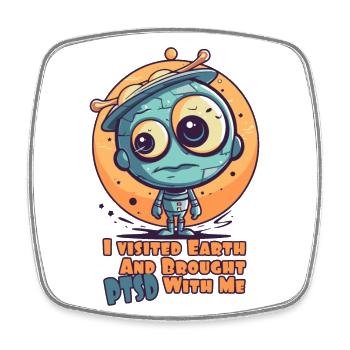 Mignon petit extraterrestre – la terre provoque un traumatisme - Magnet carré - blanc - Devant