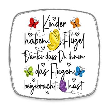 Kinder haben Flügel Fliegen Danke Kita Abschied - Viereckiger Kühlschrankmagnet - Weiß - Vorne