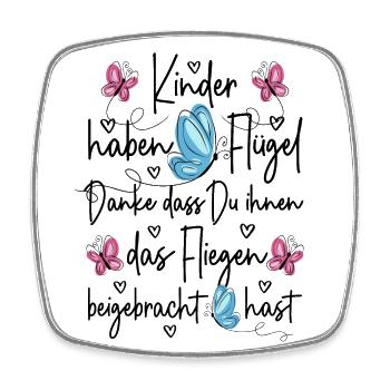 Kinder haben Flügel Fliegen Danke Kita Abschied - Viereckiger Kühlschrankmagnet - Weiß - Vorne