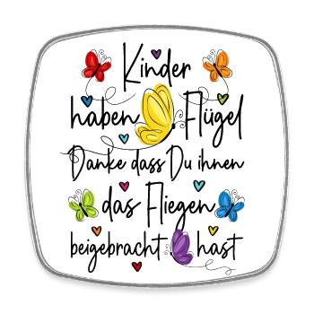 Kinder haben Flügel Fliegen Danke Kita Abschied - Viereckiger Kühlschrankmagnet - Weiß - Vorne