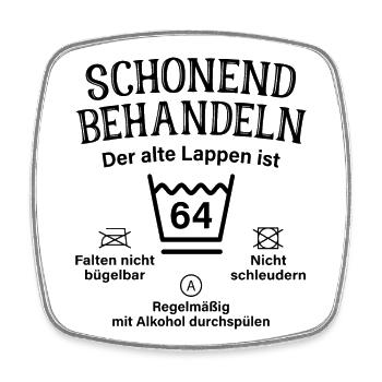 64. Geburtstag Schonend Behandeln Alte Lappen 64 - Viereckiger Kühlschrankmagnet - Weiß - Vorne