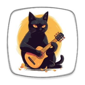 Musiker Schwarze Katze Gitarrist Bombay Katzen - Viereckiger Kühlschrankmagnet - Weiß - Vorne