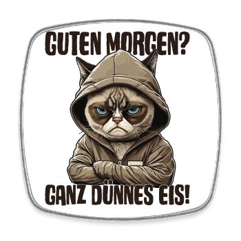 Guten Morgen ganz dünnes Eis! Mitarbeiter Katzen - Viereckiger Kühlschrankmagnet - Weiß - Vorne