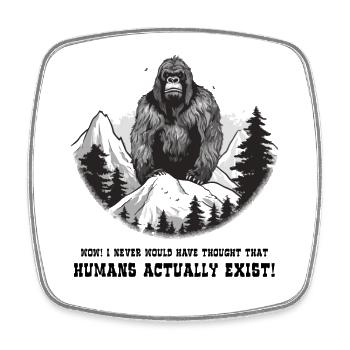 Erstmals Menschen sehen: Berg-Bigfoot - Viereckiger Kühlschrankmagnet - Weiß - Vorne