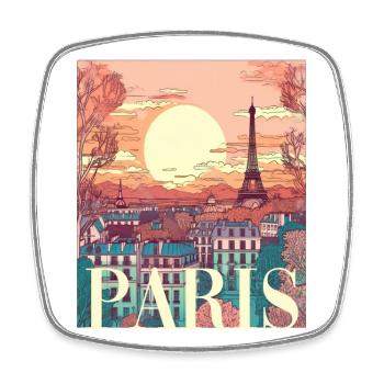 Paris Eiffelturm Bonjour Souvenirs - Viereckiger Kühlschrankmagnet - Weiß - Vorne