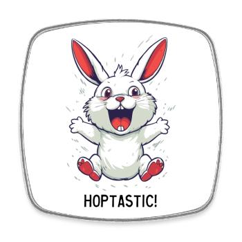 Fantastic White Comic Cartoon Hoppel Rabbit - Square fridge magnet - white - Front