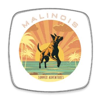 Belgian Shepherd - Summer - Square fridge magnet - white - Front