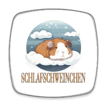 Meerschweinchen Schlafschweinchen - Viereckiger Kühlschrankmagnet - Weiß - Vorne