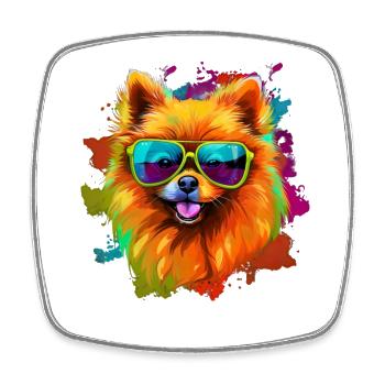Zwergspitz Hund Hunderasse Pomeranian - Viereckiger Kühlschrankmagnet - Weiß - Vorne