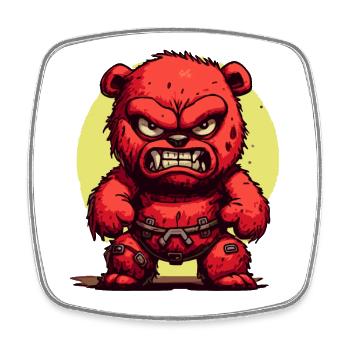 Angry Plush Bear Toy Bear - Square fridge magnet - white - Front