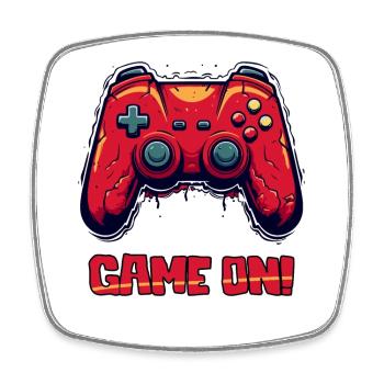 Parodie Robuster Gaming Controller, game on - Viereckiger Kühlschrankmagnet - Weiß - Vorne