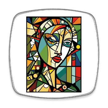 Modern Abstract Art: Face of a Woman - Square fridge magnet - white - Front