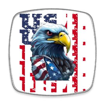 USA Flagge Adler für Patrioten - Viereckiger Kühlschrankmagnet - Weiß - Vorne