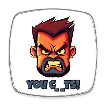 Angry Face Butcher Funny Insult - Square fridge magnet - white - Front