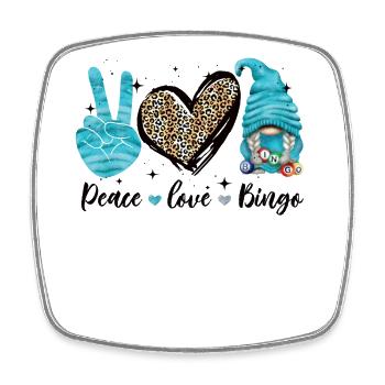 Frieden Liebe Bingo - Viereckiger Kühlschrankmagnet - Weiß - Vorne