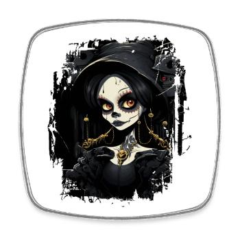 Süßes Gothic-Mädchen - Viereckiger Kühlschrankmagnet - Weiß - Vorne