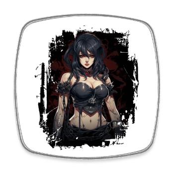 Fittes Gothic Mädchen - Viereckiger Kühlschrankmagnet - Weiß - Vorne