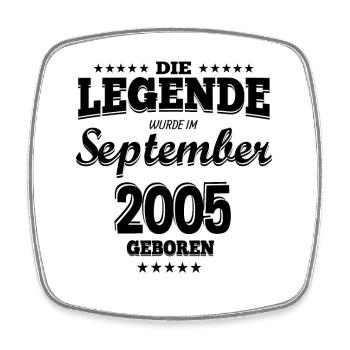die Legende wurde geboren 2005 september - Viereckiger Kühlschrankmagnet - Weiß - Vorne