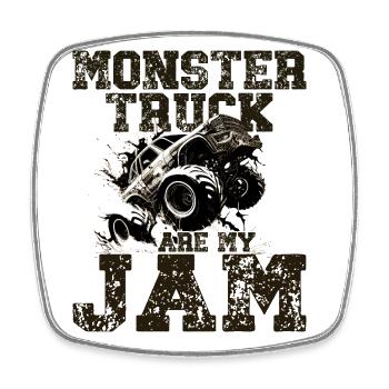 Monster Truck Are My Jam Monster Trucks - Square fridge magnet - white - Front