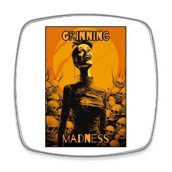 Grinning madness and a macabre woman - Square fridge magnet - white - Front