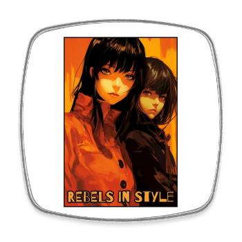 Rebels in Style: Anime Girl - Square fridge magnet - white - Front
