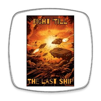 Starship Fleet: Vaisseau de combat galactique - Magnet carré - blanc - Devant