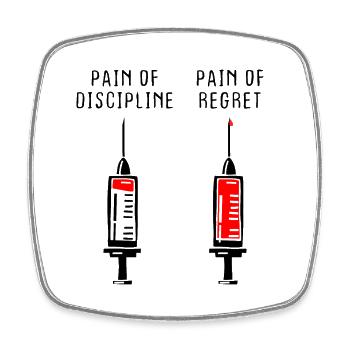 Pain Of Discipline Regret Disziplin Fitness Erfolg - Viereckiger Kühlschrankmagnet - Weiß - Vorne
