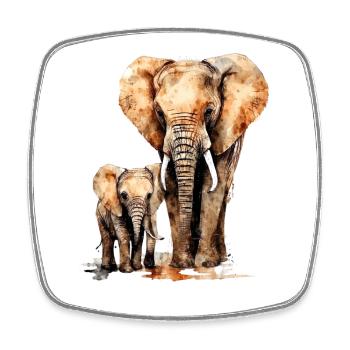 Elefant mit Kind für einen Elefant Liebhaber - Viereckiger Kühlschrankmagnet - Weiß - Vorne
