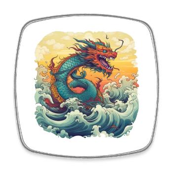 Asiatisch Drache Anime Japanisch Meer Wellen - Viereckiger Kühlschrankmagnet - Weiß - Vorne