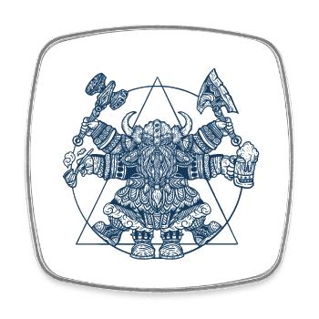 Viking Dwarf - Vitruvian Da Vinci Style - Square fridge magnet - white - Front