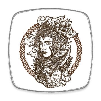 Viking Woman Shield Maiden Valkyrie Warrior - Square fridge magnet - white - Front