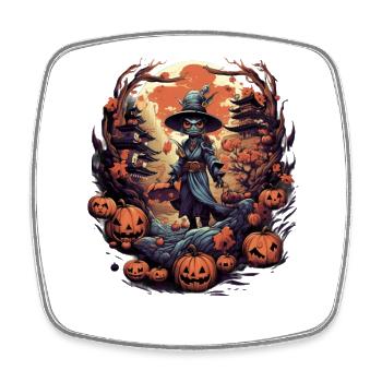 Bad Pumpkin Böser Kürbis Halloween Nostalgie - Viereckiger Kühlschrankmagnet - Weiß - Vorne